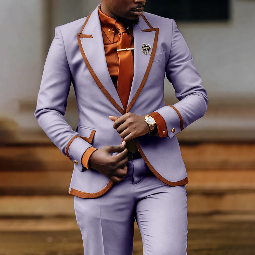 Elegant men's slim fit suit from Showlu Fashion with jacket and pants, ideal for evening parties and formal occasions.