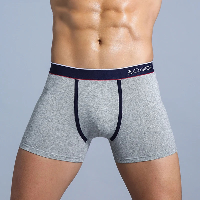 Men's cotton print boxer shorts by Showlu Fashion Store, soft knit underwear with colorful pattern and comfortable fit.