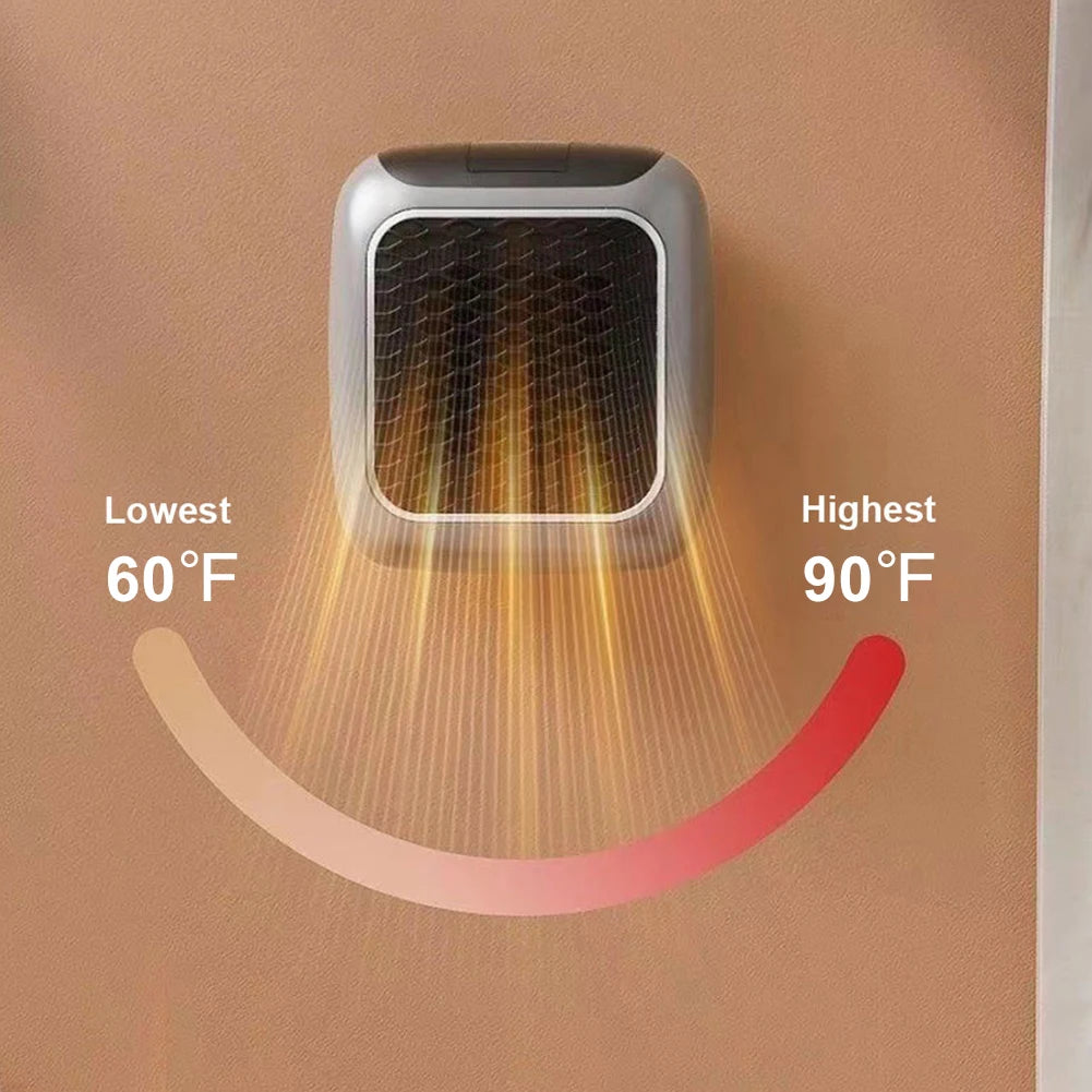 Showlu Smart General 800W plug-in wall mini electric heater with thermostat, compact and energy-efficient for indoor heating.