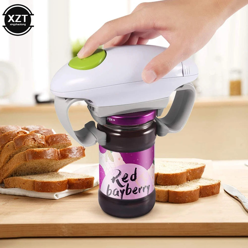 Showlu Smart General electric can opener with ergonomic handle and stainless steel cutting mechanism.