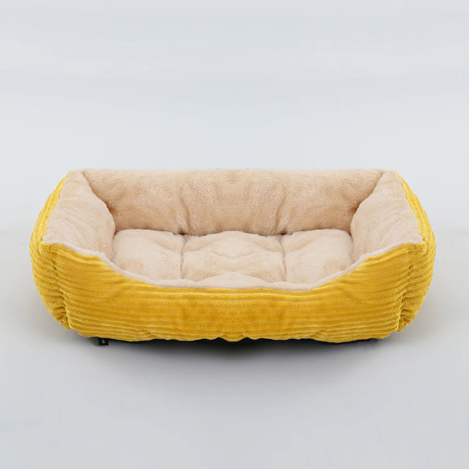 Showlu Fashion square plush calming dog bed with waterproof Oxford fabric, designed as a cozy pet sofa for small to medium dogs.