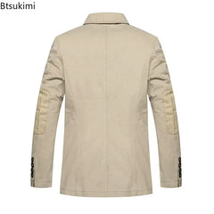 New Men's Blazer Jackets Fashion Plus Size Pure Cotton Suit Coats Men Trend Streetwear Solid Slim Business Casual Jacket for Men