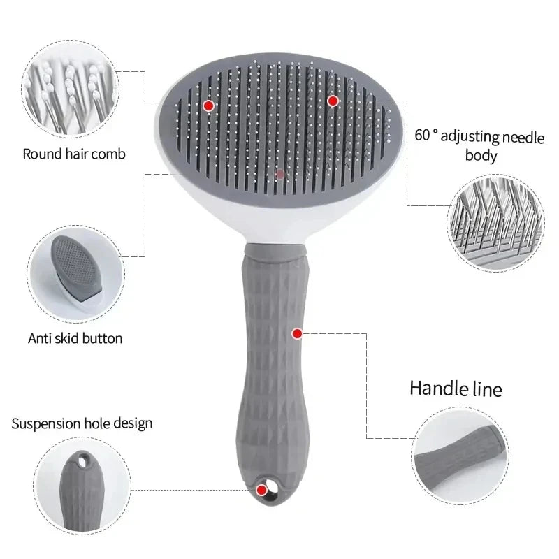 Showlu Smart General pet grooming slicker brush with fine metal bristles for hair removal and gentle massage.