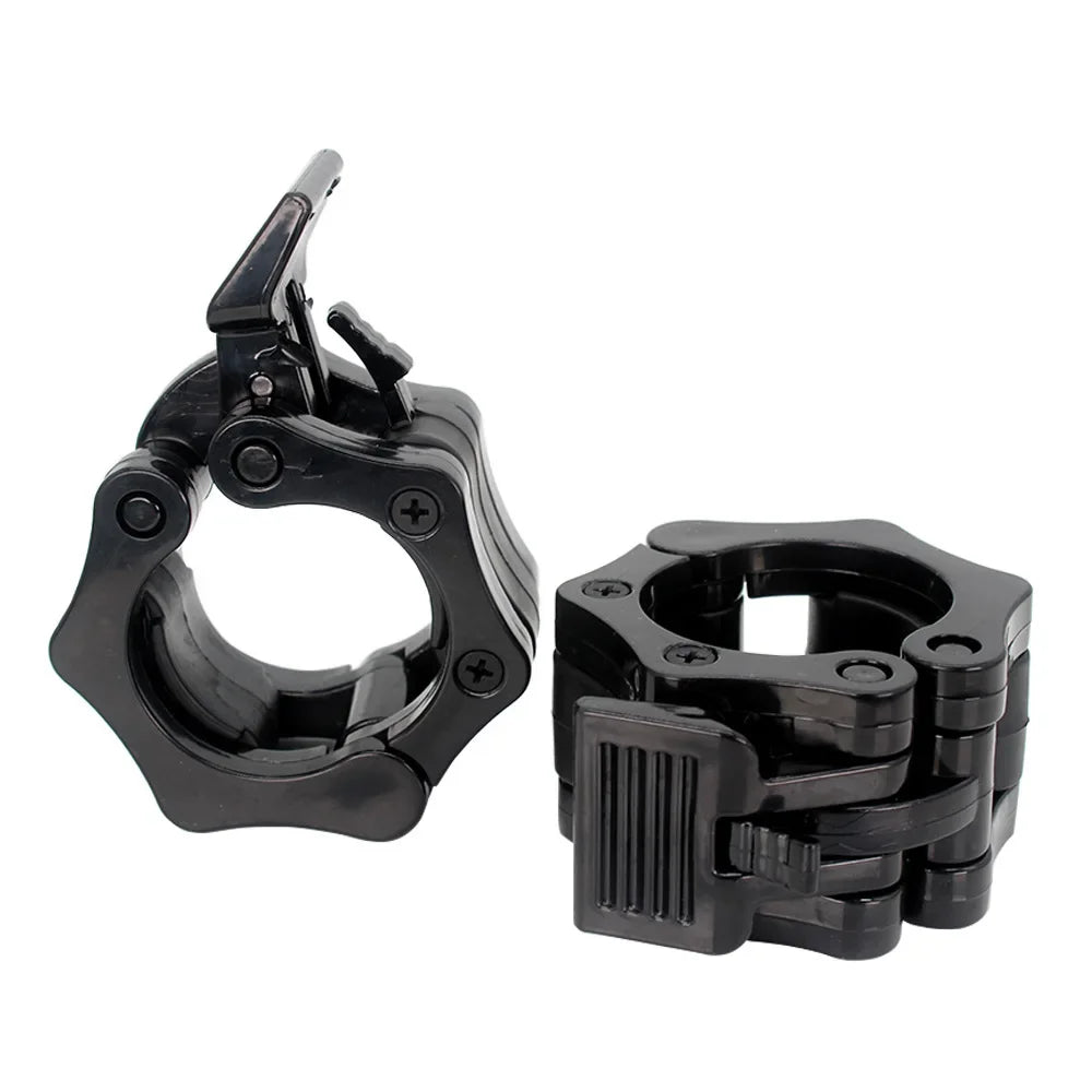 Showlu Fashion Store barbell clamps with quick release spin lock for weightlifting, 25/50mm size, securing weight plates during strength training.
