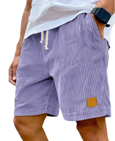 Men's retro corduroy casual shorts by Showlu Fashion, featuring solid color and comfortable fit, ideal for everyday wear.