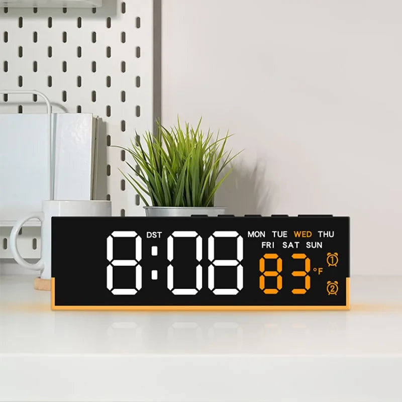 Showlu Smart LED digital alarm clock with mood light and temperature display, featuring sleek design and easy-to-read screen.