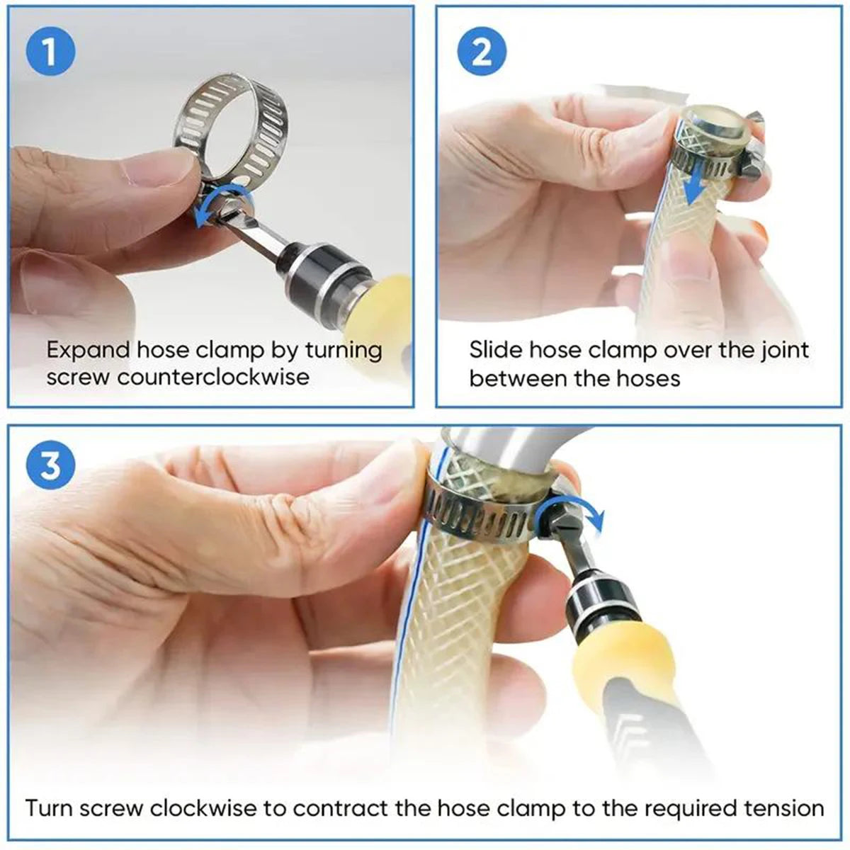 Showlu Smart General hose clamp set with multiple stainless steel clamps on a white background