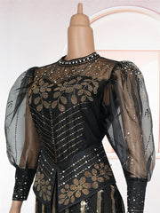 2025 Luxury Party Dresses Elegant Women Wedding Prom Evening Gown Long Sleeve Bodycon Robe African Dashiki Sequin Maxi Dress