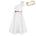 2024 new plus-size women's fashion skew shoulder bow banquet swing dress