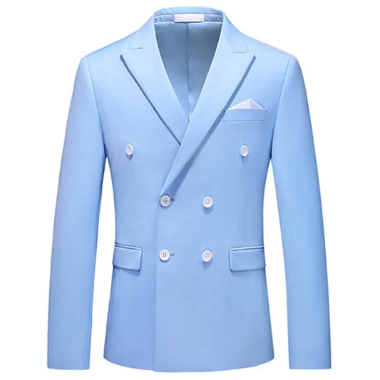 2025 Fashion New Men's Casual Boutique Business Solid Color Double Breasted Suit Jacket Blazers Coat