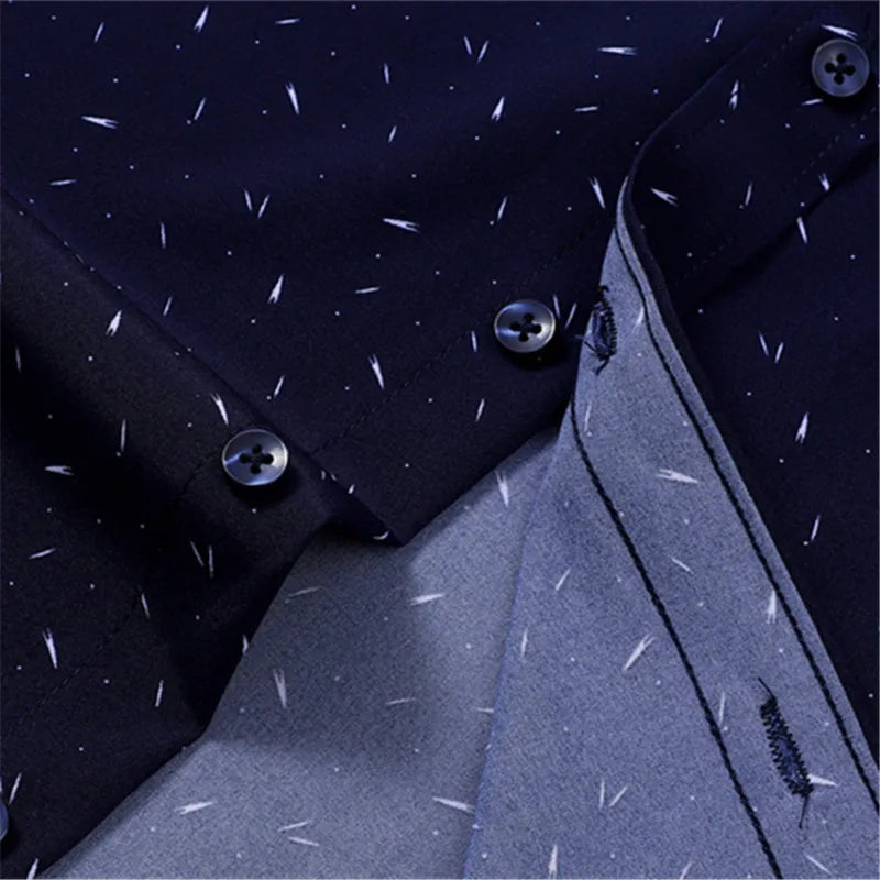 New in shirt  long-sleeve Elasticity shirts for men slim fit formal plain shirt printed casual tops designer clothes oversize