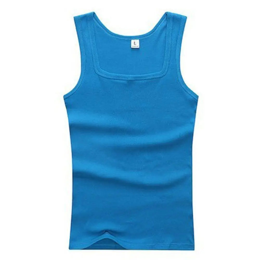 Men's sleeveless breathable cotton fitness tank top by Showlu Fashion Store, showcasing lightweight fabric and athletic fit.