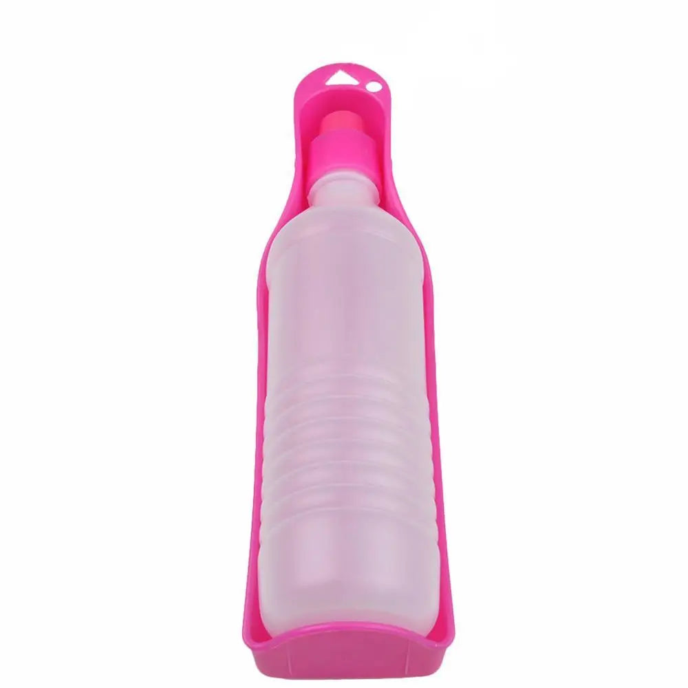 Showlu Portable Dog Water Bottle with built-in travel bowl for outdoor pet hydration and on-the-go drinking convenience.