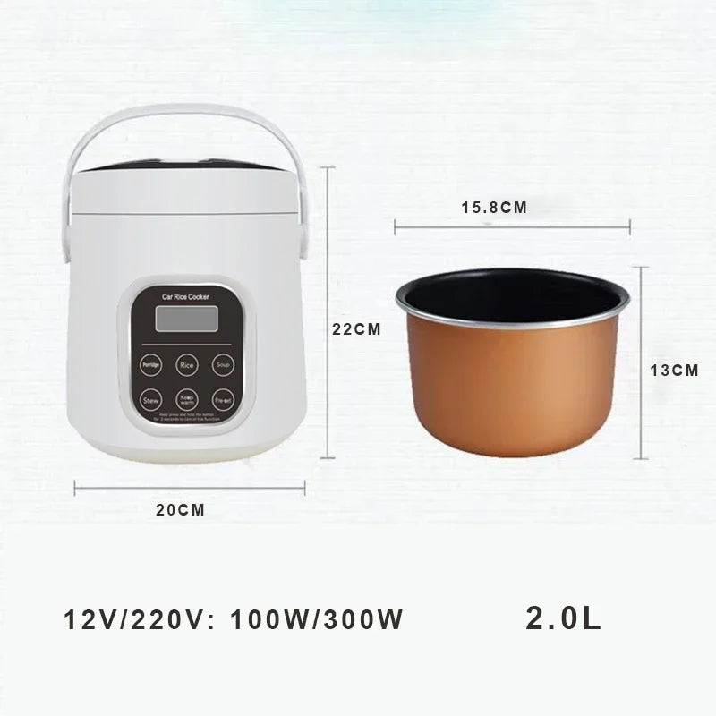Showlu Smart General mini electric rice cooker, 2L portable rice cooker with 200W power, black and silver design.