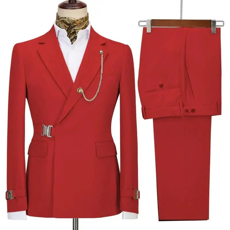 Men's slim fit Italian suit by SHOWLU FASHION, 2-piece tuxedo with notched lapel, ideal for weddings and formal events.