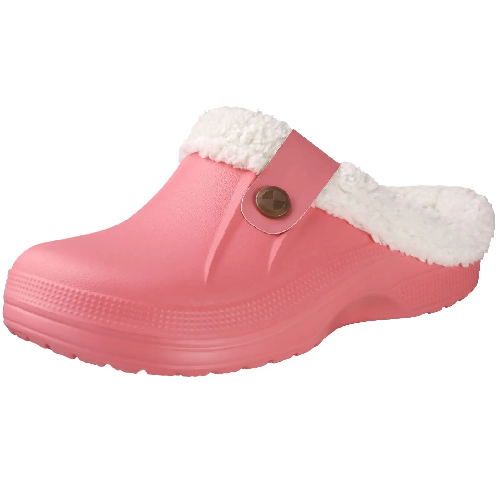 Shevalues fuzzy men's slippers with waterproof fur lining, anti-slip sole, ideal for winter indoor and garden wear.