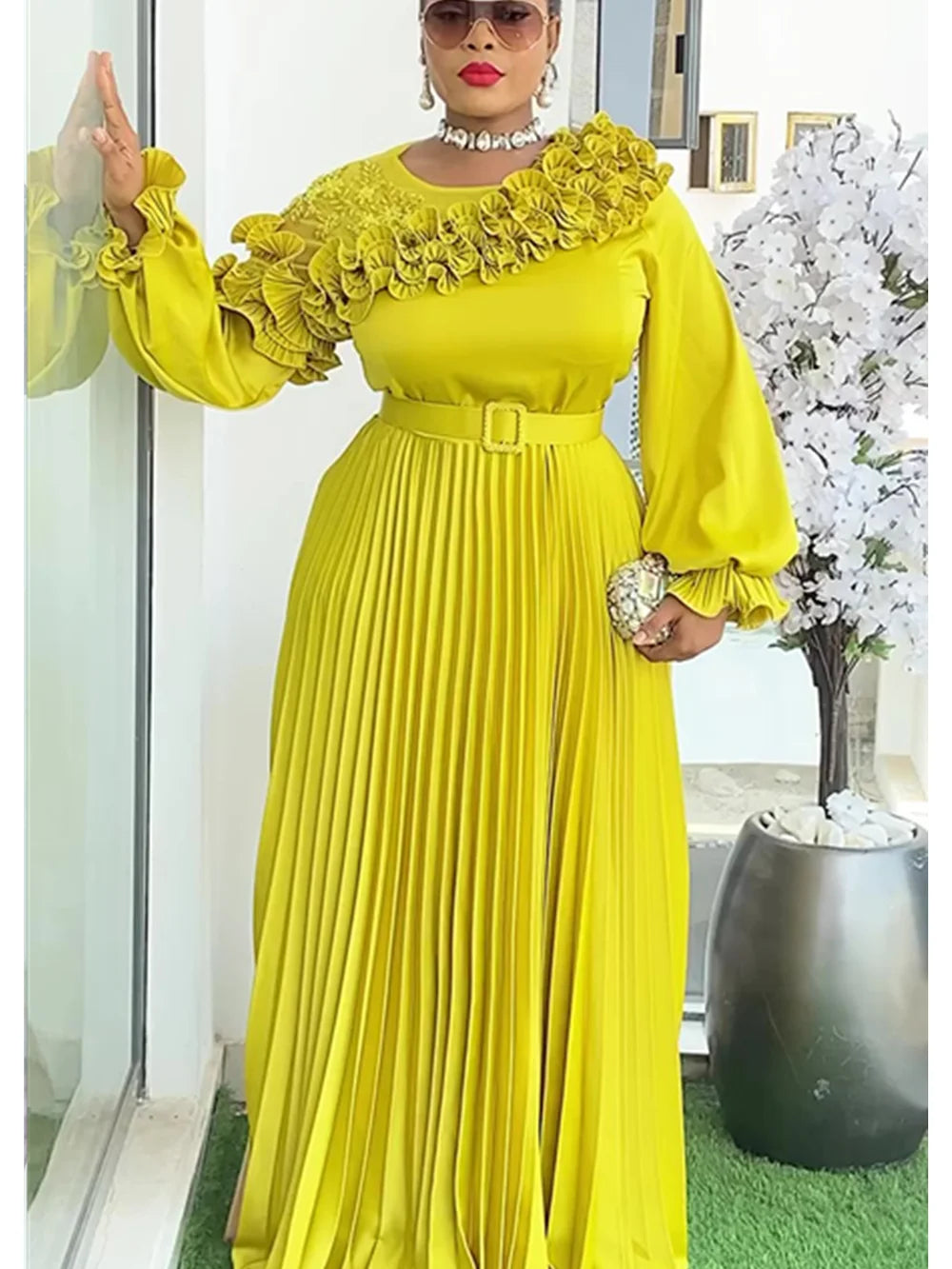 Plus size African party dress by Showlu Fashion, Ankara maxi gown with vibrant dashiki design for elegant wedding and evening events.