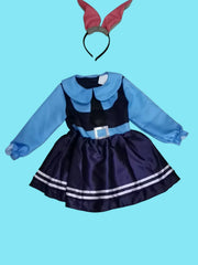Girls Cute Rabbit Embroidery Dress Casual Academy Style Daily Wear Dress
