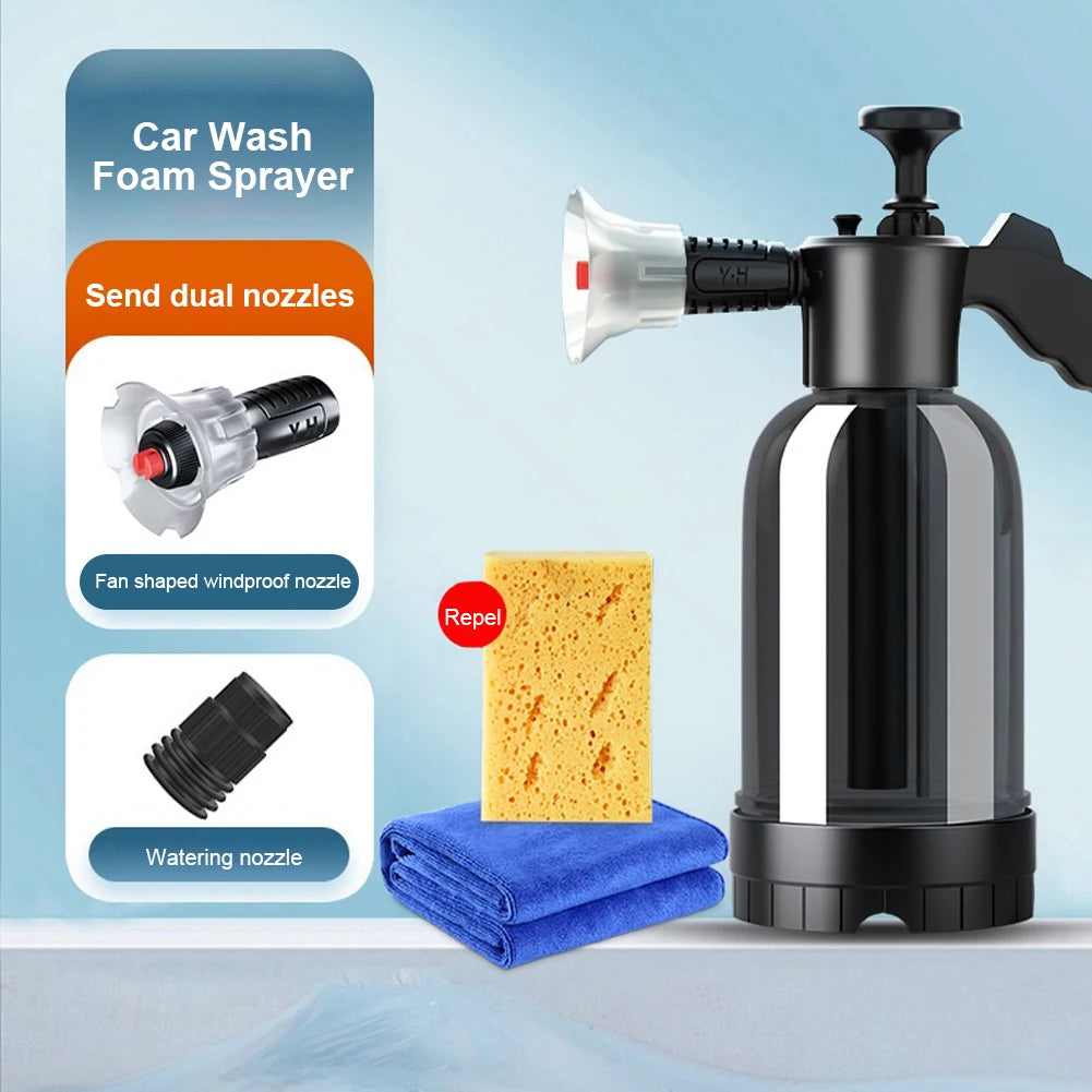 Showlu Smart General pressure washer foam bottle with nozzle and foam solution for cleaning cars and outdoor surfaces.