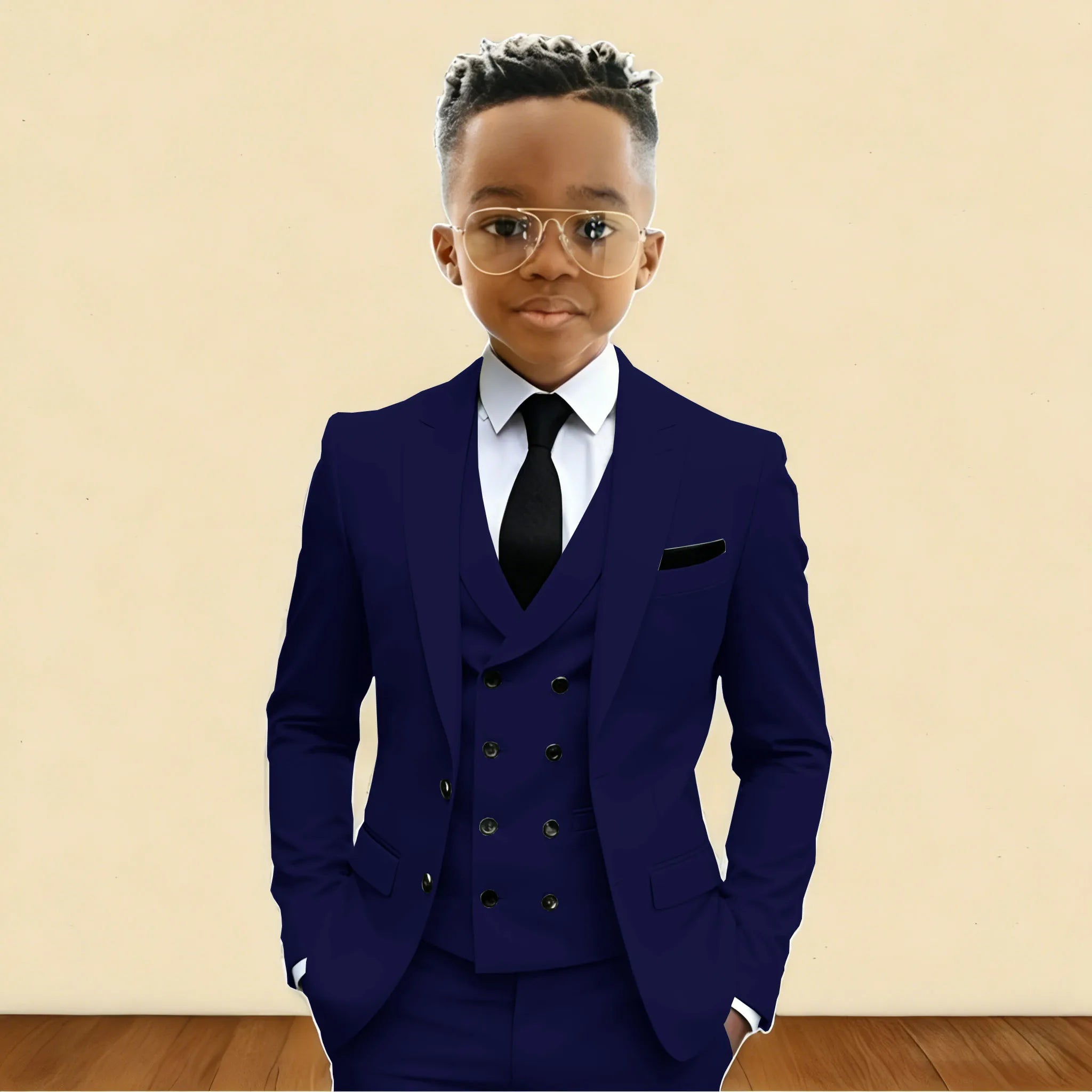 Mint Green 3 Pieces Flower Boy's Slim Fit Formal Suit Set for Wedding Prom Dinner Party Kids Uniform Tuxedos Blazer Vest Pants