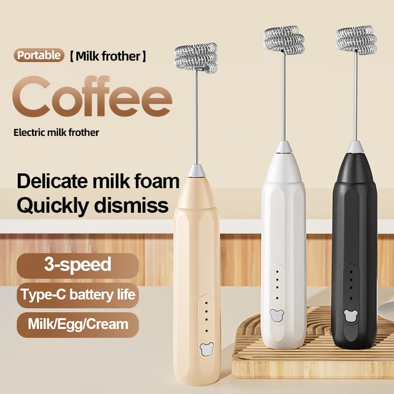 Showlu Smart General portable mini electric milk frother with 3-speed handheld rechargeable design, perfect for creamy coffee froth.