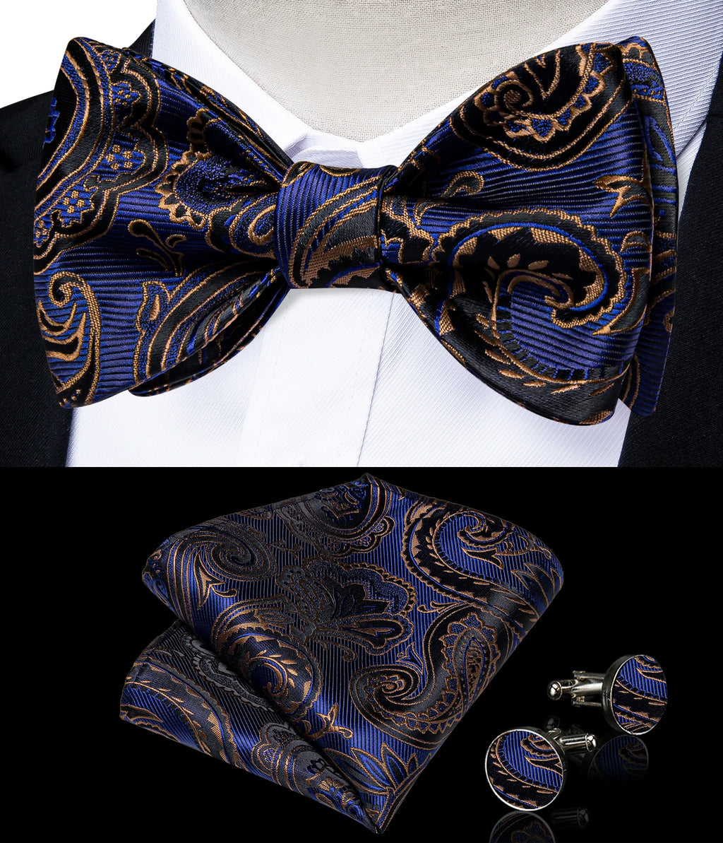 Brand New Men's Bow Tie Teal Green Blue Paisley Floral Silk Bow Tie Wedding Party Butterfly Bowknot Men Tie Accessories DiBanGu