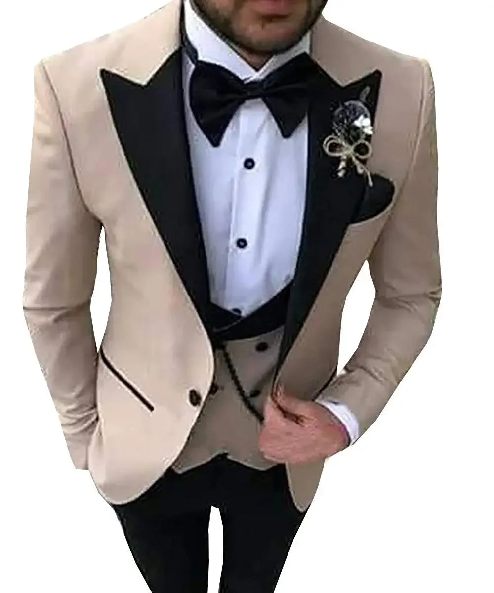 2024 Men 3 Pieces Suits For Men Custom Made Groom Groomsmen Tuxedos Wedding Men Suit Terno Masculino ( Jacket+Pants+Vest ) SHOWLU FASHION STORE