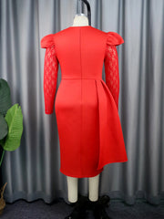 Chic and Elegant Woman Dress 2024 Beaded Long Lace Sleeve Midi Robes Ruffle Peplum Quinceanera Event Birthday New In Prom Gowns
