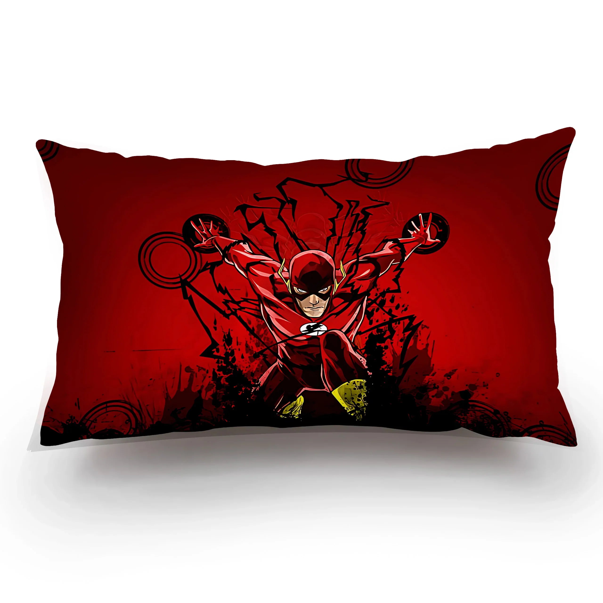 Marvel The Flash plush pillow cover featuring a double-sided cartoon design, soft cushion case with vibrant red and yellow colors.