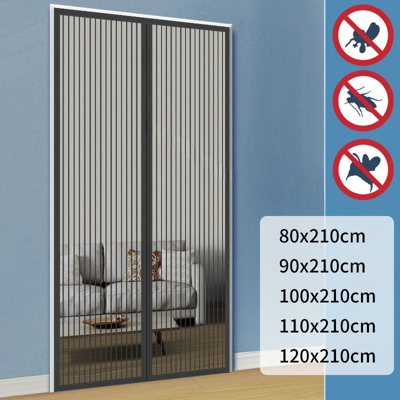 Showlu Smart General magnetic mesh door curtain with self-adhesive mosquito screen, featuring a fine mesh for insect protection.