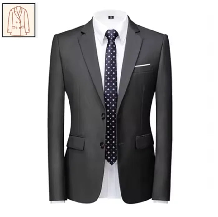Men's business casual suit for weddings and parties, solid color formal tuxedo set by Showlu Fashion Store.