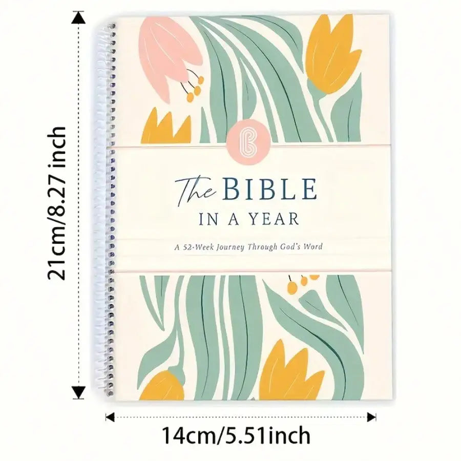 Spiral-bound Showlu 52-Week Bible Study Journal with devotional pages and inspirational prompts for daily spiritual growth