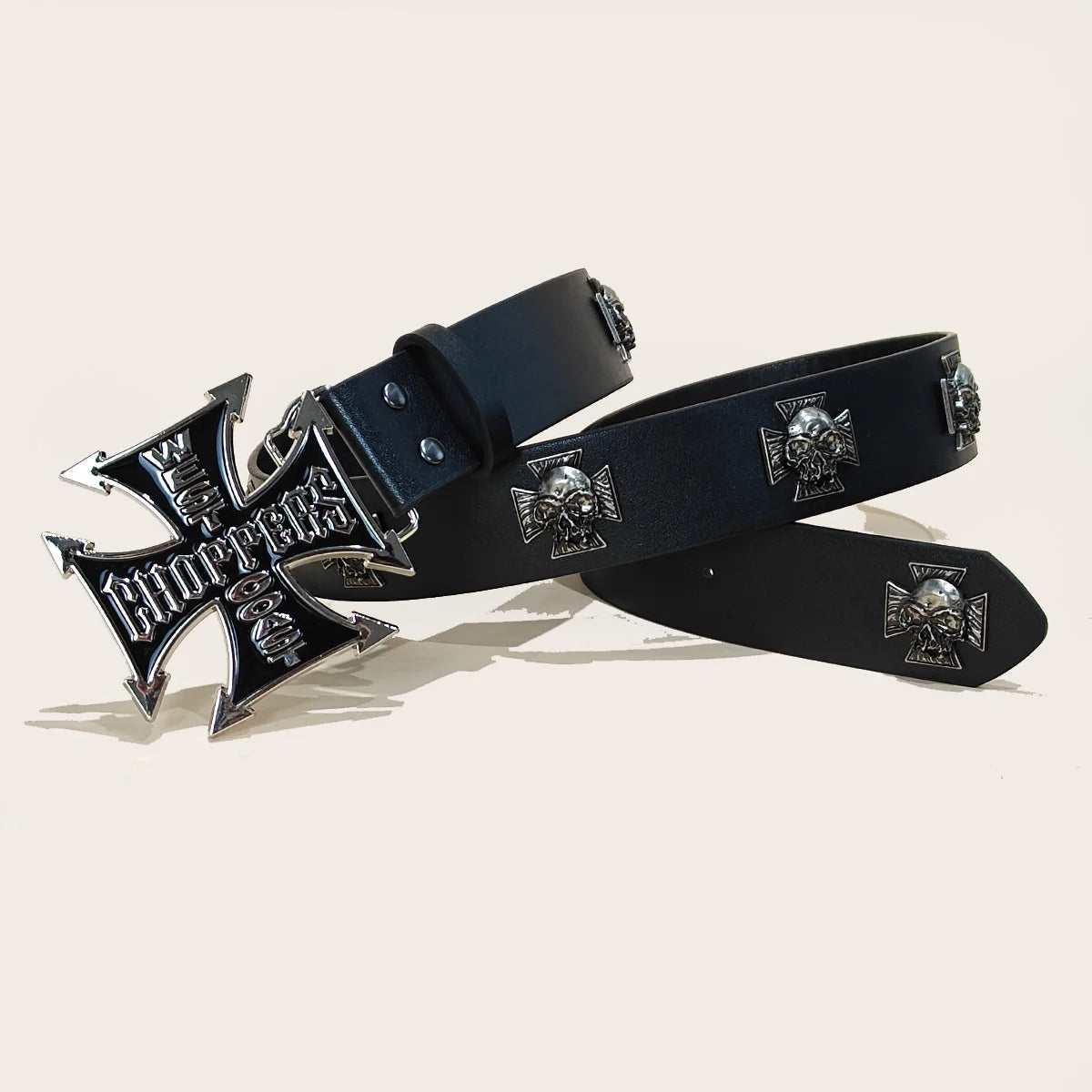 Punk men's belt by Showlu Fashion featuring bohemian style, personalized gothic rock design for jeans, dresses, and casual wear.