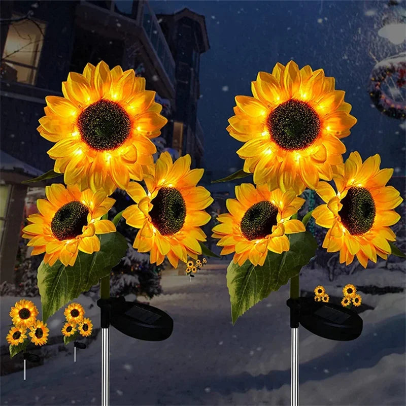 Solar Sunflower LED garden light by Showlu Smart General with bright yellow petals and integrated solar panel, ideal for outdoor decoration