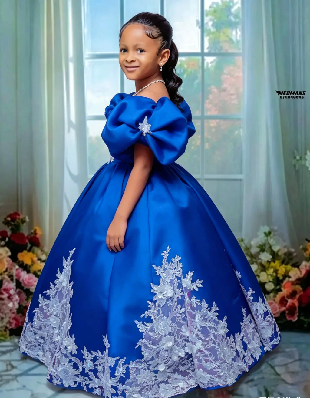 Hot Pink Custom Satin Flower Girl Dress for Wedding Lace Appliqued Floor Lenght Kids Birthday Party First Communion Ball Gown