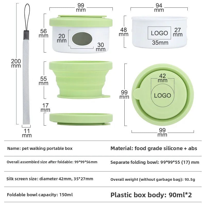 Showlu 3-in-1 portable dog water bottle with leak-proof travel food bowl, ideal for pet hydration and feeding on the go.