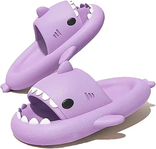 Kidmi Shark Slides by SHOWLU FASHION STORE, blue anti-slip cloud slippers for kids, suitable for beach and shower use.