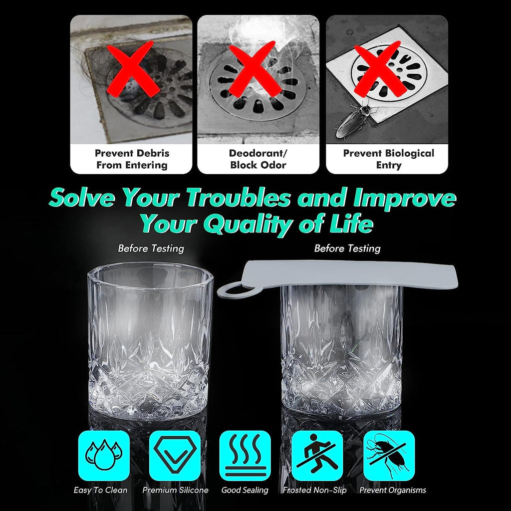 Showlu Smart General silicone drain stopper fitting into a sink drain to prevent clogs and spills.