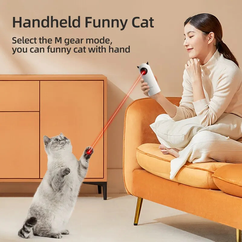 Showlu Smart General ROJECO automatic cat laser toy with rotating laser pointer and sleek design for interactive feline play.