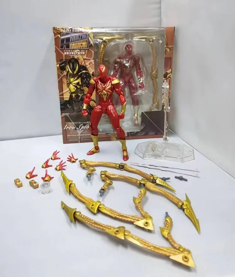 Bandai Iron Spider-Man action figure, 22cm Yamaguchi-style PVC model with detailed Spider-Man costume and dynamic pose.