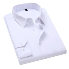 Spring Autumn New Long-sleeved Shirts Men's Business Casual Lapel Buttons Formal Wear Shirts Male Clothes Black White Blue Pink