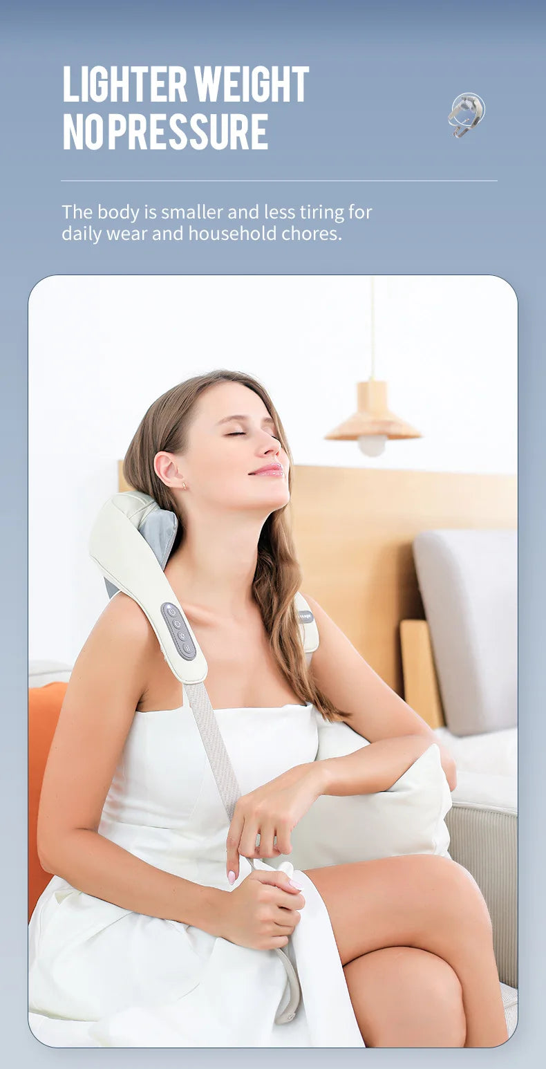 Showlu Smart General electric deep tissue neck and shoulder massage shawl with built-in rollers for muscle relaxation and pain relief.