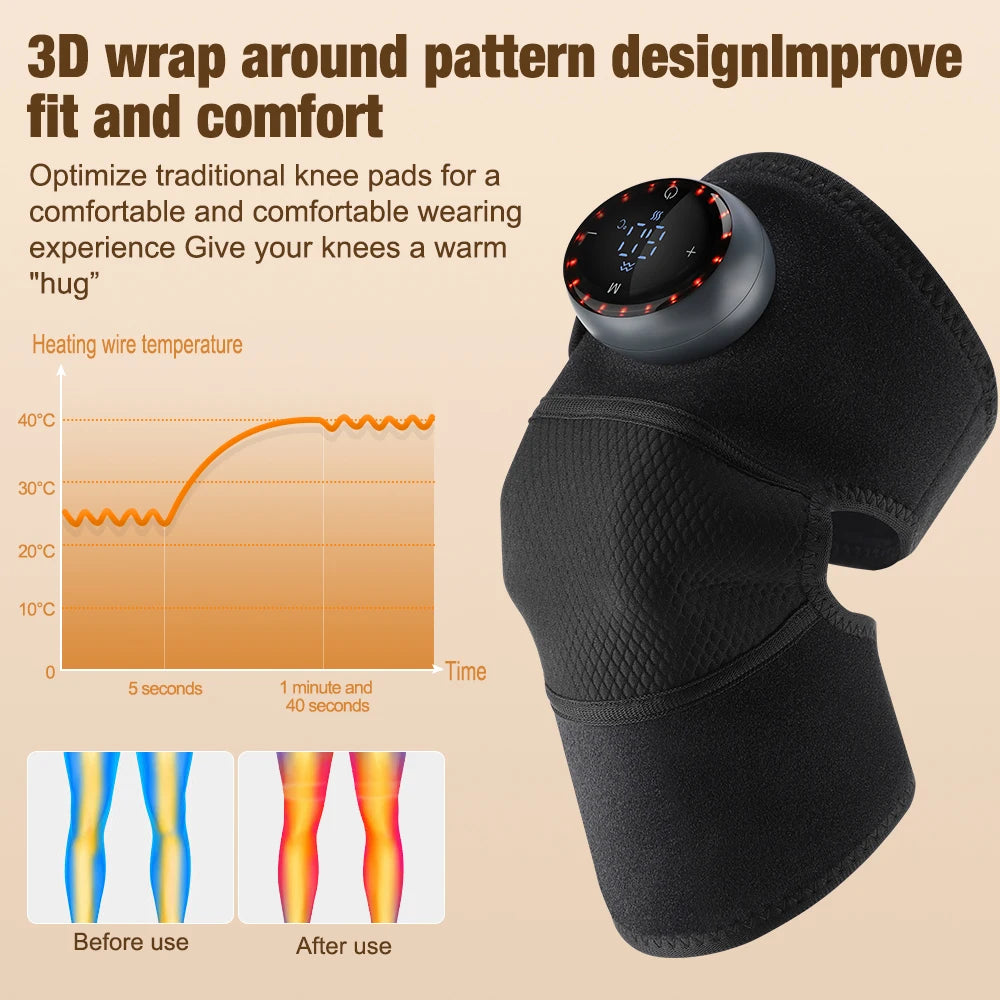 Showlu Fashion Store heating massage knee pad with vibration, hot compress, and muscle relaxation for knee, shoulder, and elbow relief.