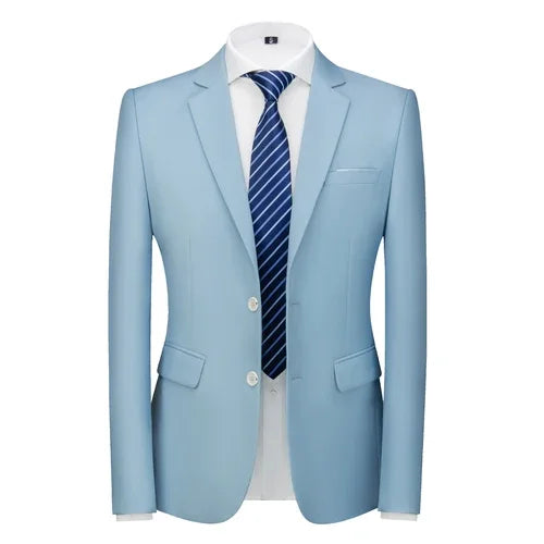 Men's 16-color slim fit business blazer by Showlu Fashion, formal office and casual suit jacket in large sizes.