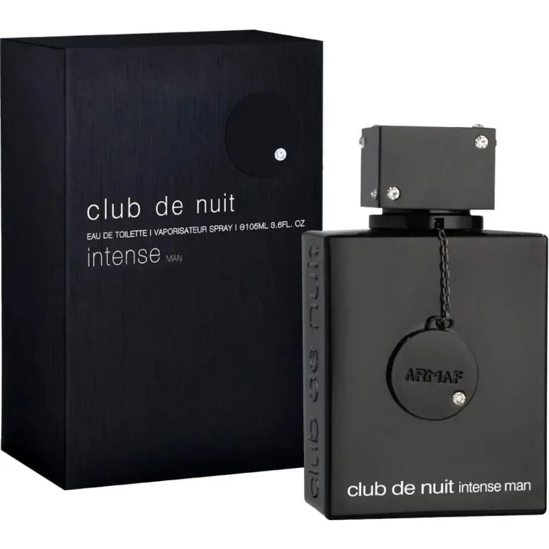 Armaf Club De Nuit Intense Man woody spicy EDP perfume for men and women, featuring elegant bottle design and fragrance details
