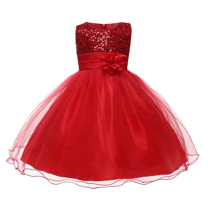 Girl's flower sequins dress for Christmas, Halloween, or birthday party, toddler princess tutu dress, Showlu Fashion Kids clothing