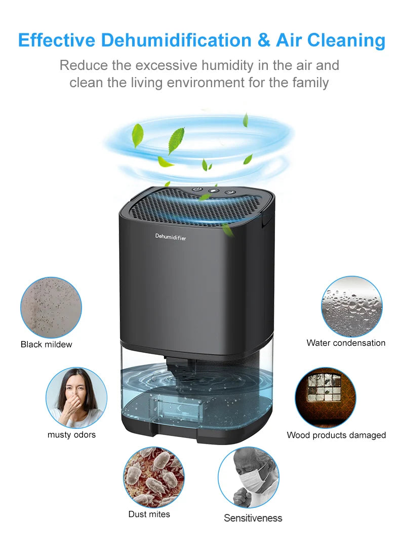 Mini portable electric dehumidifier by Showlu Smart General, compact appliance with vents and control panel for moisture removal.