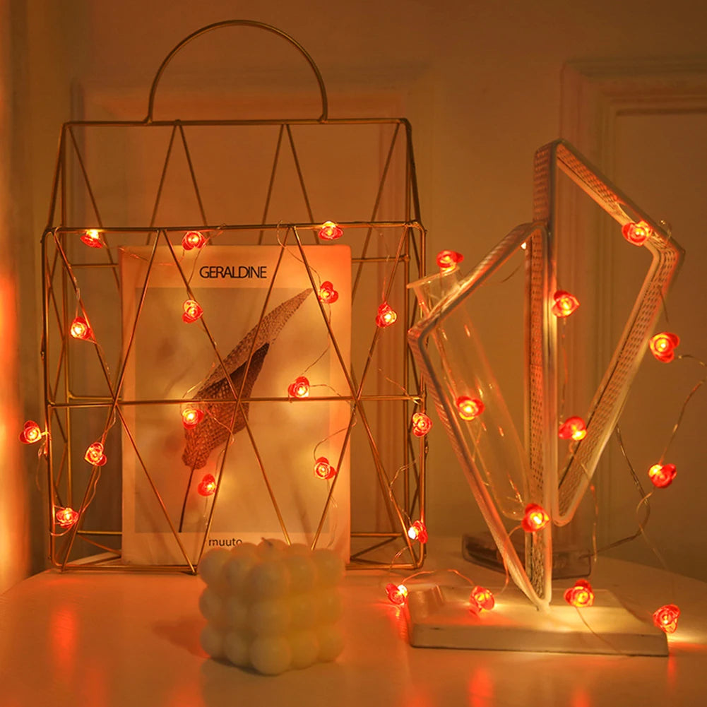 Red heart-shaped string lights with 20/30 LED bulbs, romantic Valentine’s Day and Christmas fairy lights, by Showlu Fashion Store