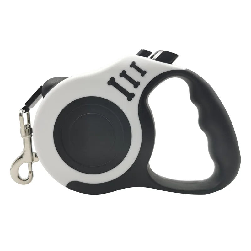Durable nylon retractable dog leash for small dogs and puppies, 3m or 5m, ideal for outdoor walking and hiking.
