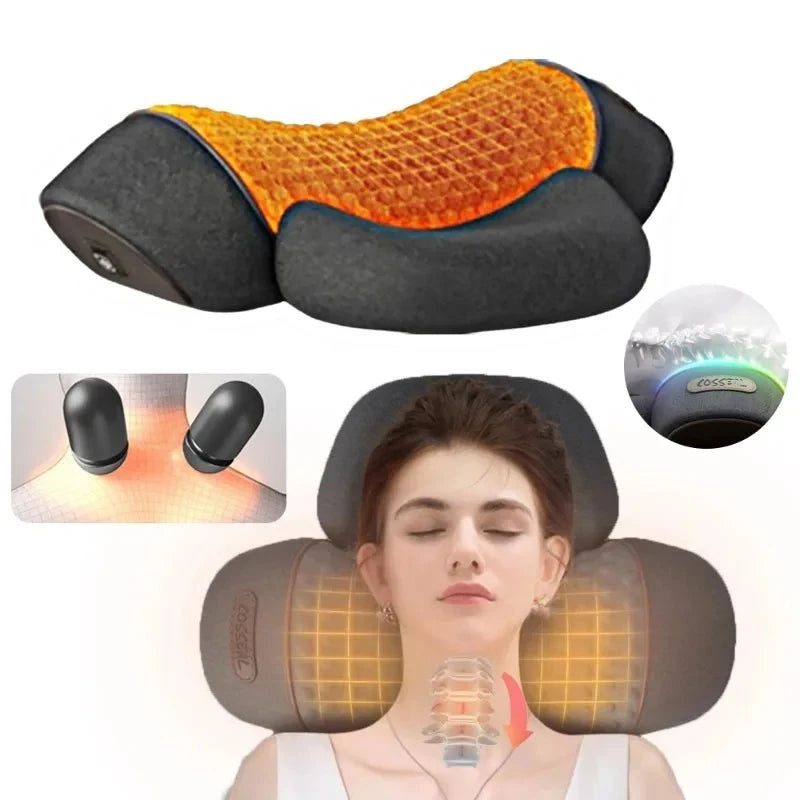 Electric neck massager pillow with memory foam, heating, and vibration features for soothing neck relief from Showlu Fashion Store.